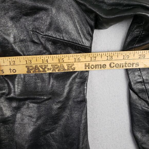 Vintage Express Women's Size 5/6 Snap Up Leather Shacket Black Steampunk Alt - Picture 2 of 9